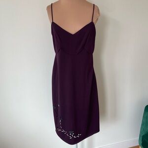 ANNA SUI Y2K Vintage Laser Cut Embellished Flower Purple Sleeveless Dress Size 6